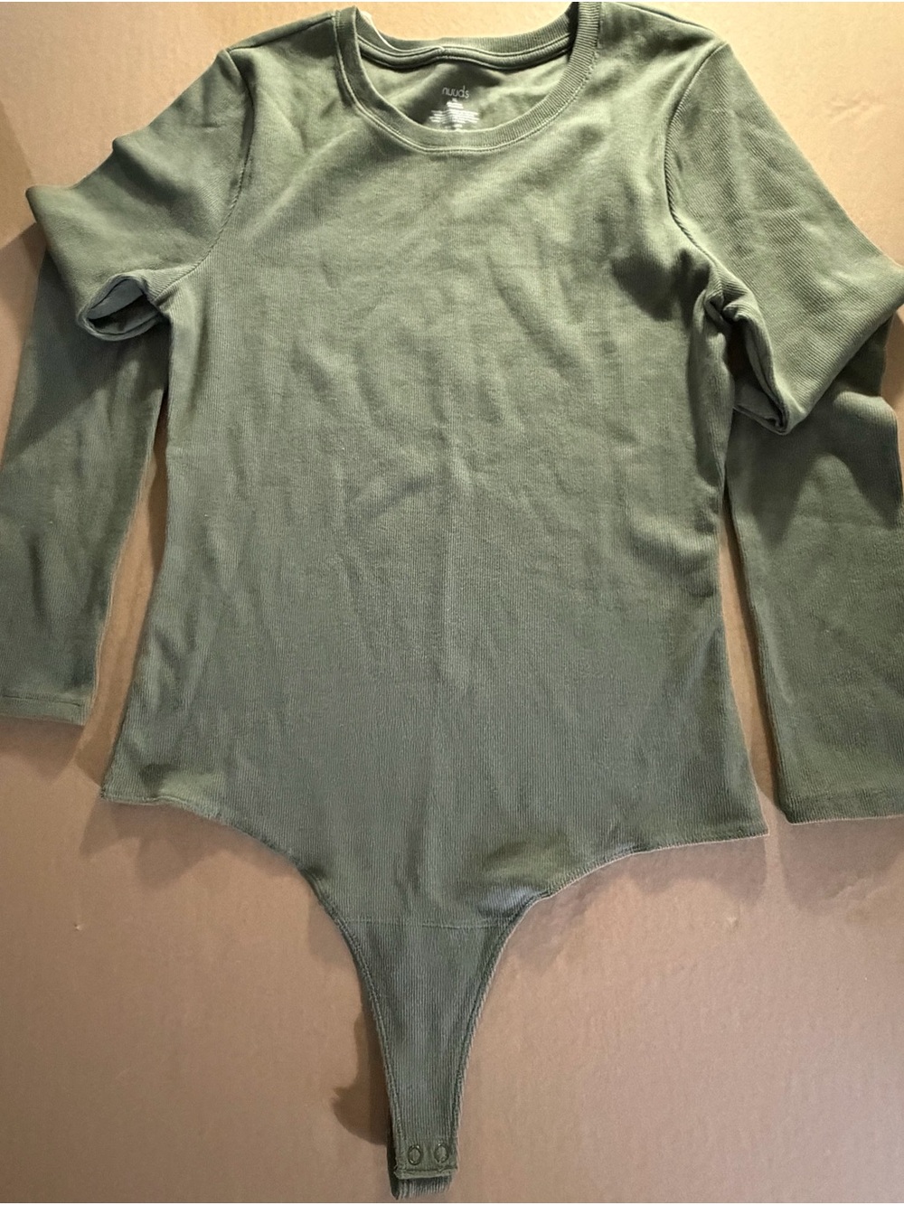 nuuds Olive Ribbed Long-Sleeve Bodysuit